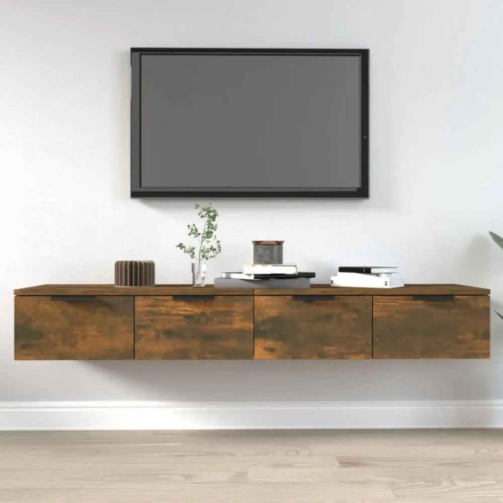 vidaXL Estanterías-Armarios de pared 2 uds contrachapada 68x30x20 cm