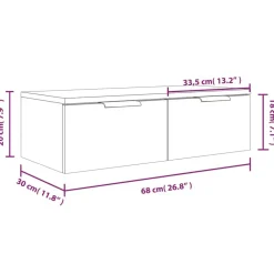 vidaXL Estanterías-Armarios de pared 2 uds contrachapada 68x30x20 cm