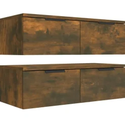 vidaXL Estanterías-Armarios de pared 2 uds contrachapada 68x30x20 cm
