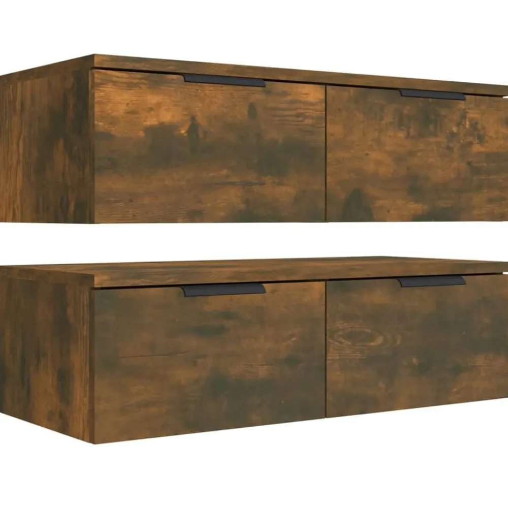 vidaXL Estanterías-Armarios de pared 2 uds contrachapada 68x30x20 cm