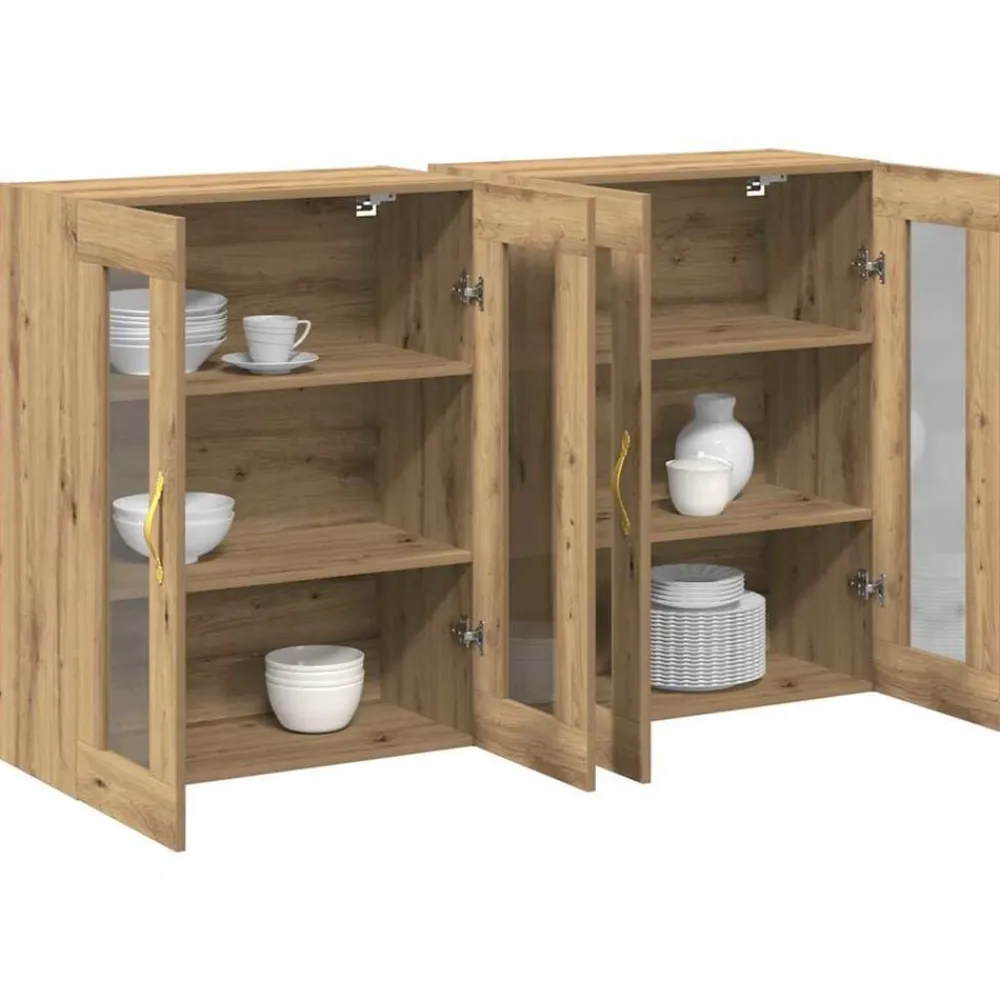 vidaXL Armarios de pared 2 pcs Roble artesanal 69,5 x 34 x 90 cm Roble artisan Discount