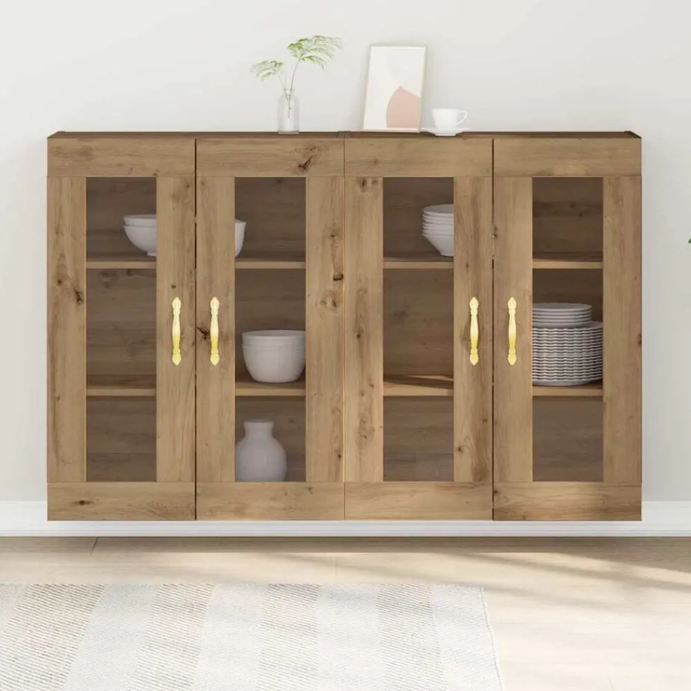vidaXL Armarios de pared 2 pcs Roble artesanal 69,5 x 34 x 90 cm Roble artisan Discount