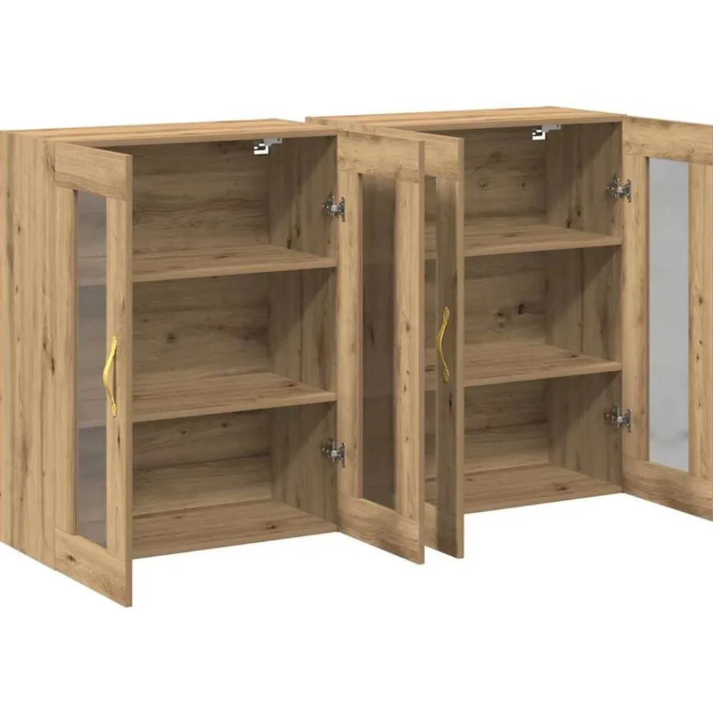 vidaXL Armarios de pared 2 pcs Roble artesanal 69,5 x 34 x 90 cm Roble artisan Discount