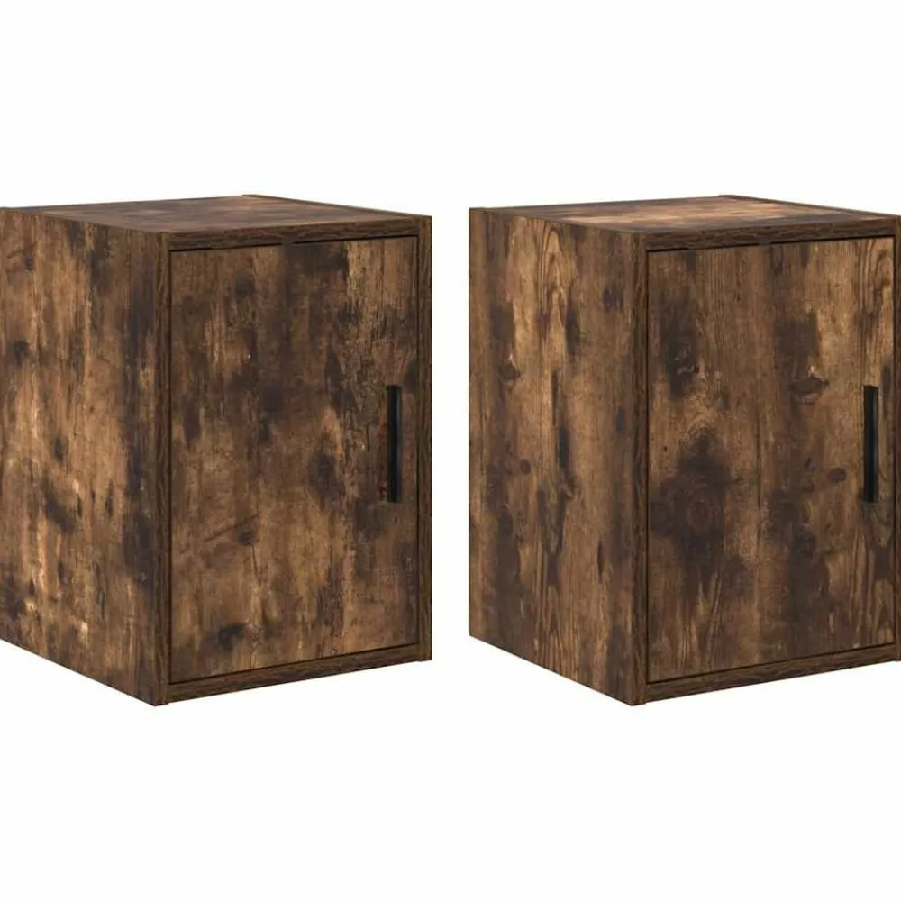 vidaXL Almacenamiento Industrial-Armarios de pared 2 uds para garaje madera