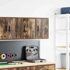 vidaXL Almacenamiento Industrial-Armarios de pared 2 uds para garaje madera