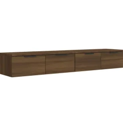 vidaXL Estanterías-Armarios de pared 2 uds contrachapada marrón roble 68x30x20 cm