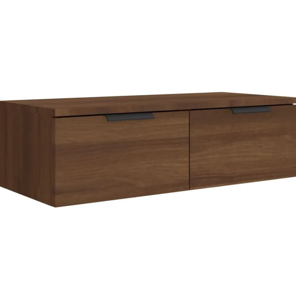 vidaXL Estanterías-Armarios de pared 2 uds contrachapada marrón roble 68x30x20 cm