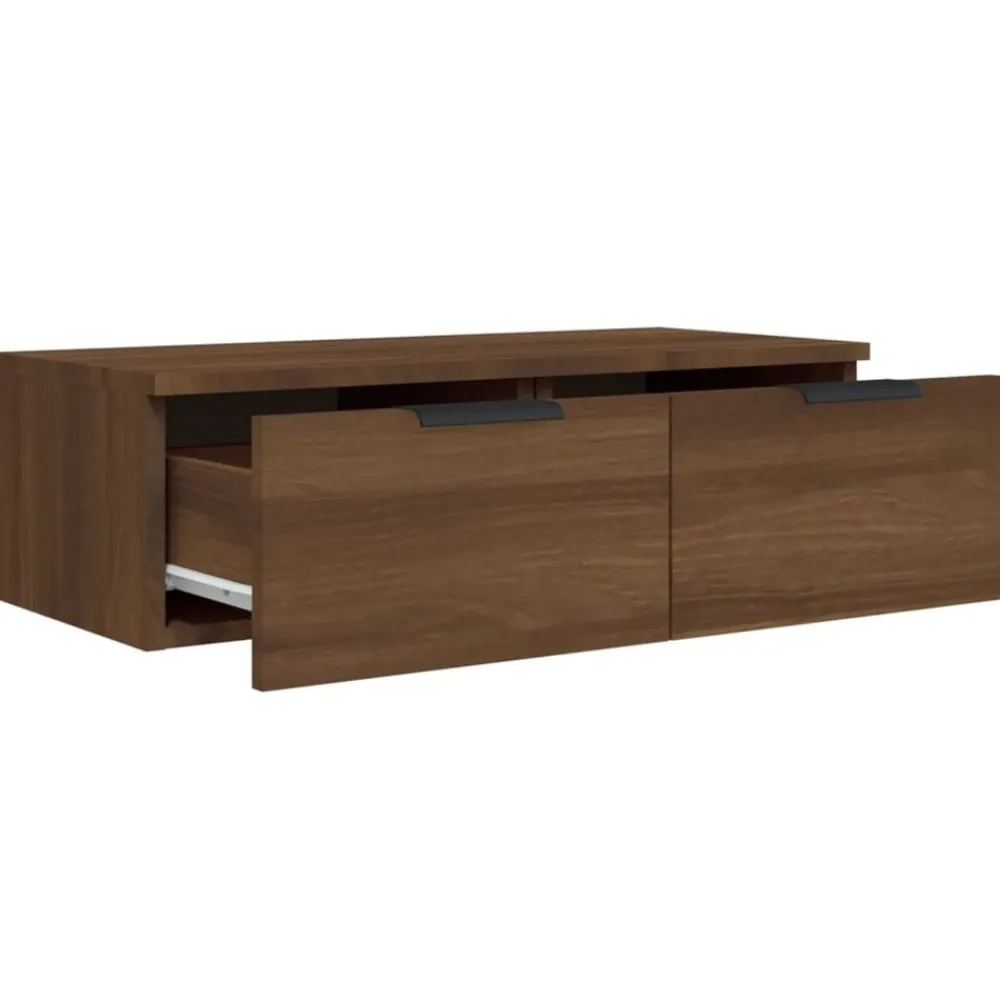 vidaXL Estanterías-Armarios de pared 2 uds contrachapada marrón roble 68x30x20 cm