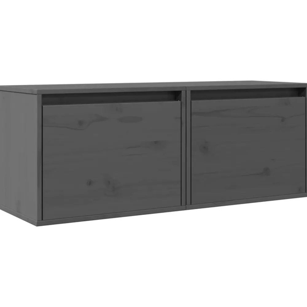 vidaXL Armarios de pared 2 uds madera maciza pino 45x30x35 cm Gris Outlet