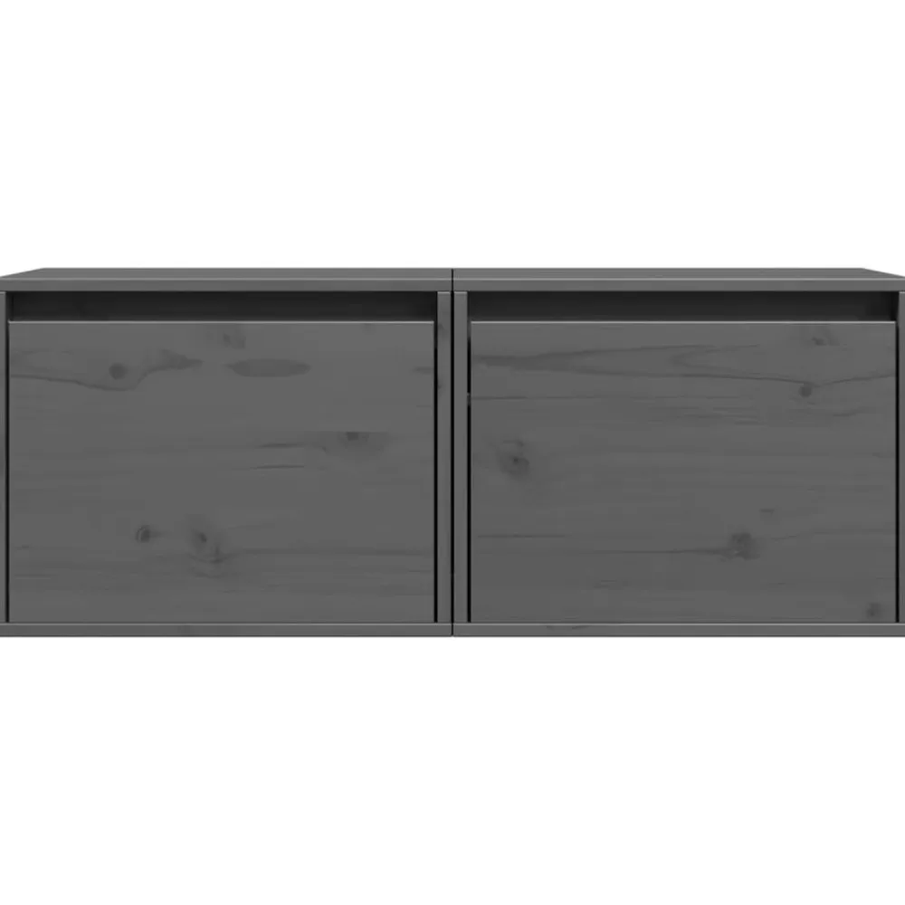 vidaXL Armarios de pared 2 uds madera maciza pino 45x30x35 cm Gris Outlet