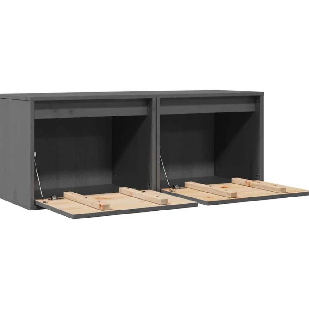 vidaXL Armarios de pared 2 uds madera maciza pino 45x30x35 cm Gris Outlet