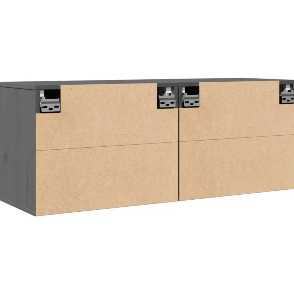 vidaXL Armarios de pared 2 uds madera maciza pino 45x30x35 cm Gris Outlet