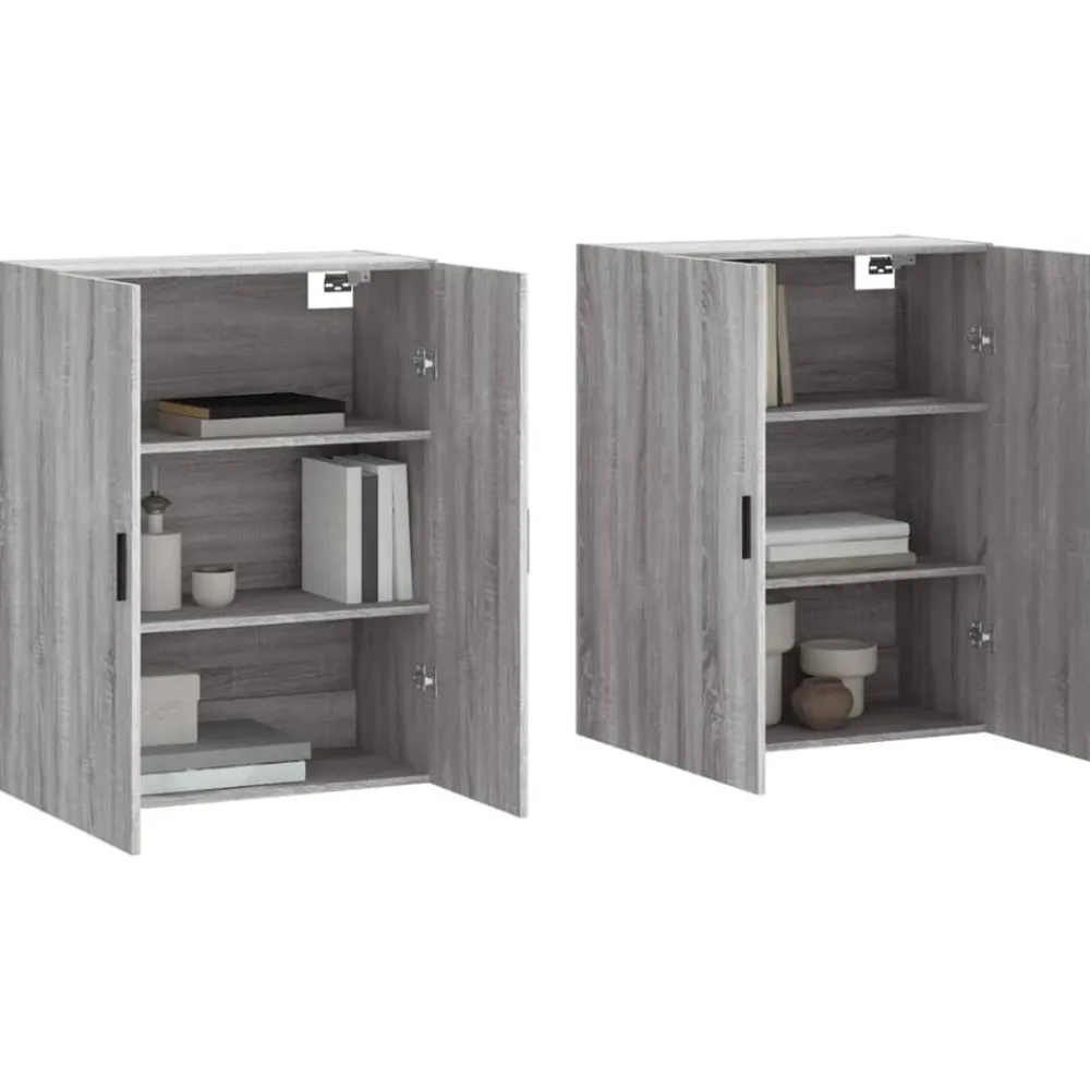 vidaXL Armarios de pared 2 unidades 69,5x34x90 cm Gris sonoma