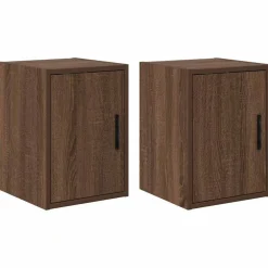 vidaXL Almacenamiento Industrial-Armarios de pared 2 uds para garaje madera marrón roble