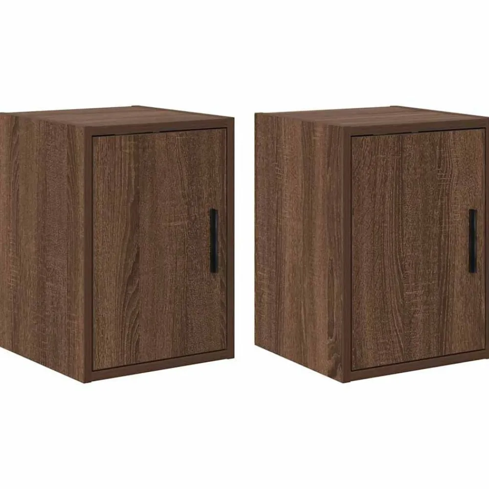 vidaXL Almacenamiento Industrial-Armarios de pared 2 uds para garaje madera marrón roble