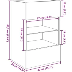 vidaXL Armarios de pared con luces LED para TV 2 uds envejecida 40x30x60,5cm Madera envejecida Online
