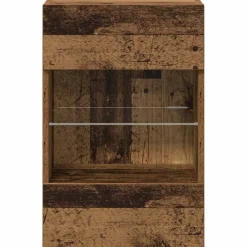 vidaXL Armarios de pared con luces LED para TV 2 uds envejecida 40x30x60,5cm Madera envejecida Online