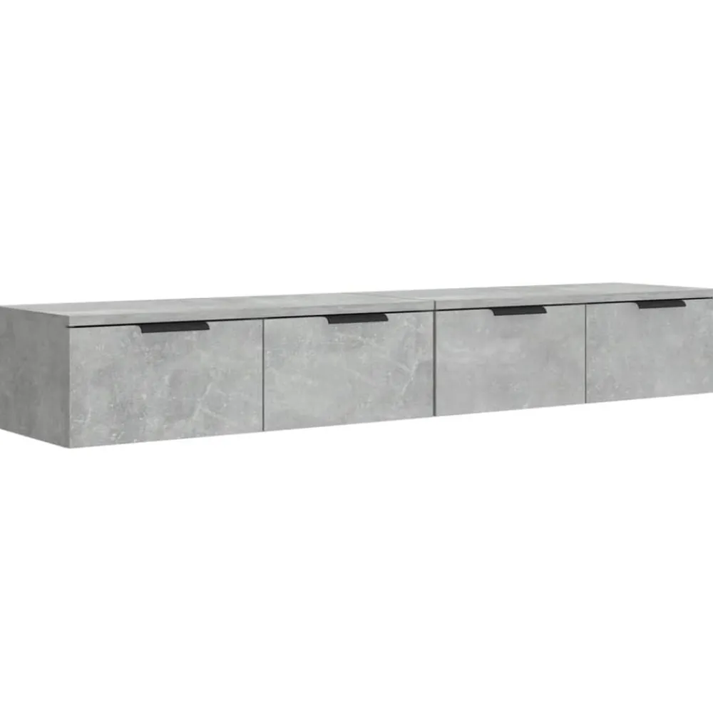 vidaXL Armarios de pared 2 uds contrachapada gris hormigón 68x30x20 cm Gris hormigón Hot