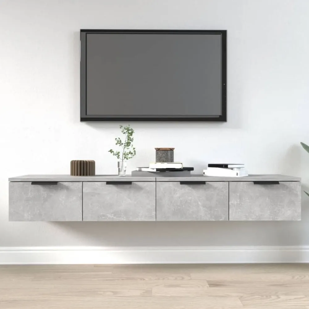 vidaXL Armarios de pared 2 uds contrachapada gris hormigón 68x30x20 cm Gris hormigón Hot