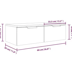 vidaXL Armarios de pared 2 uds contrachapada gris hormigón 68x30x20 cm Gris hormigón Hot