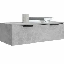 vidaXL Armarios de pared 2 uds contrachapada gris hormigón 68x30x20 cm Gris hormigón Hot