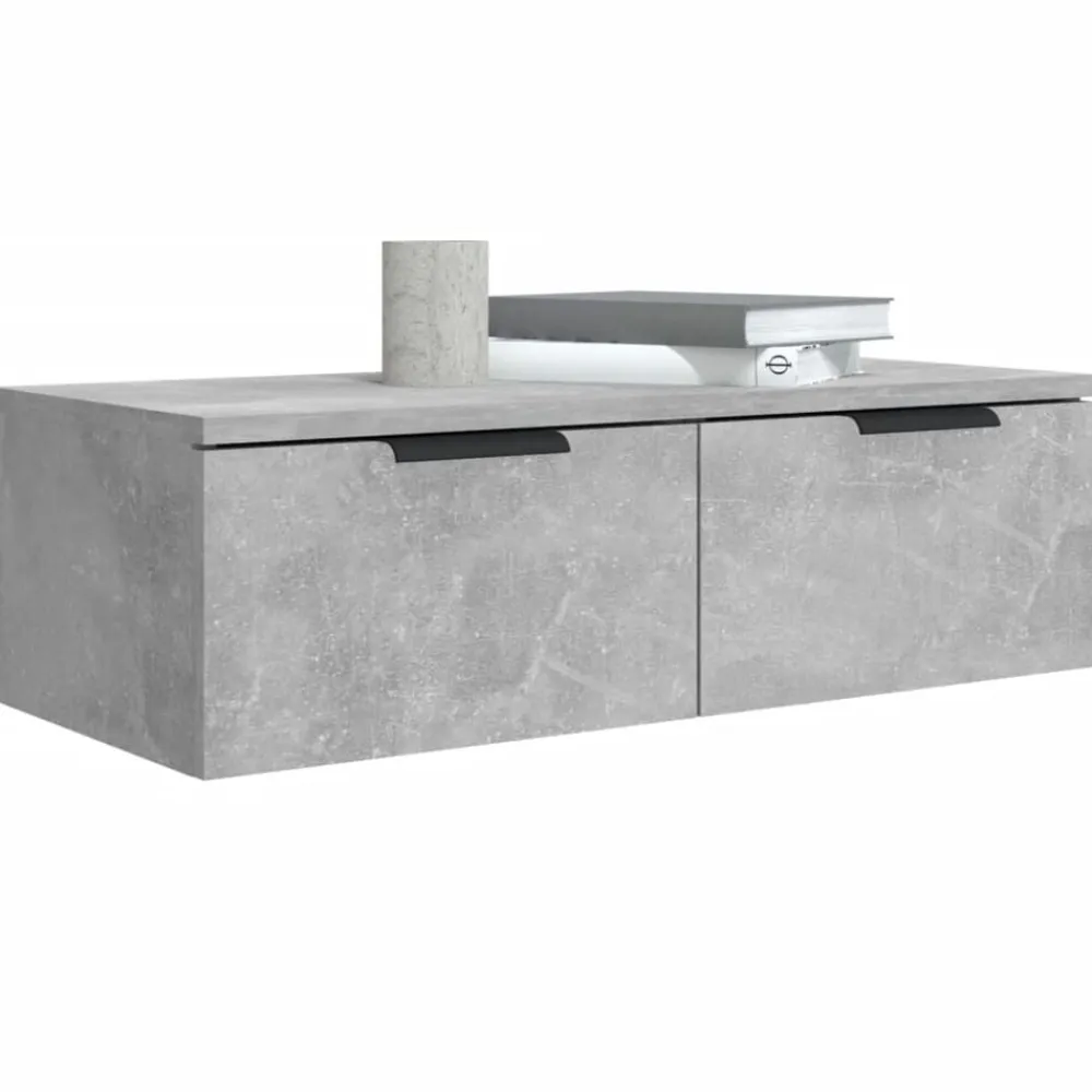 vidaXL Armarios de pared 2 uds contrachapada gris hormigón 68x30x20 cm Gris hormigón Hot
