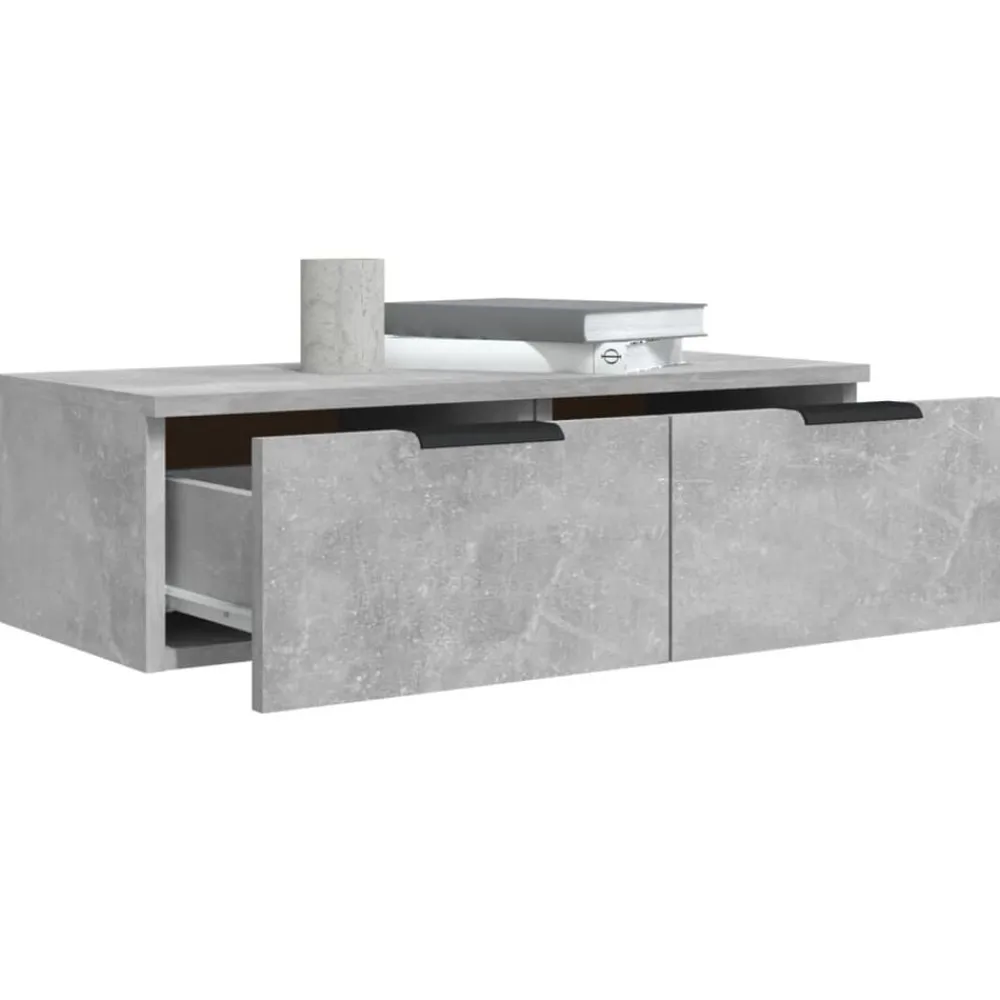vidaXL Armarios de pared 2 uds contrachapada gris hormigón 68x30x20 cm Gris hormigón Hot