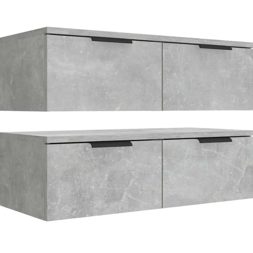 vidaXL Armarios de pared 2 uds contrachapada gris hormigón 68x30x20 cm Gris hormigón Hot