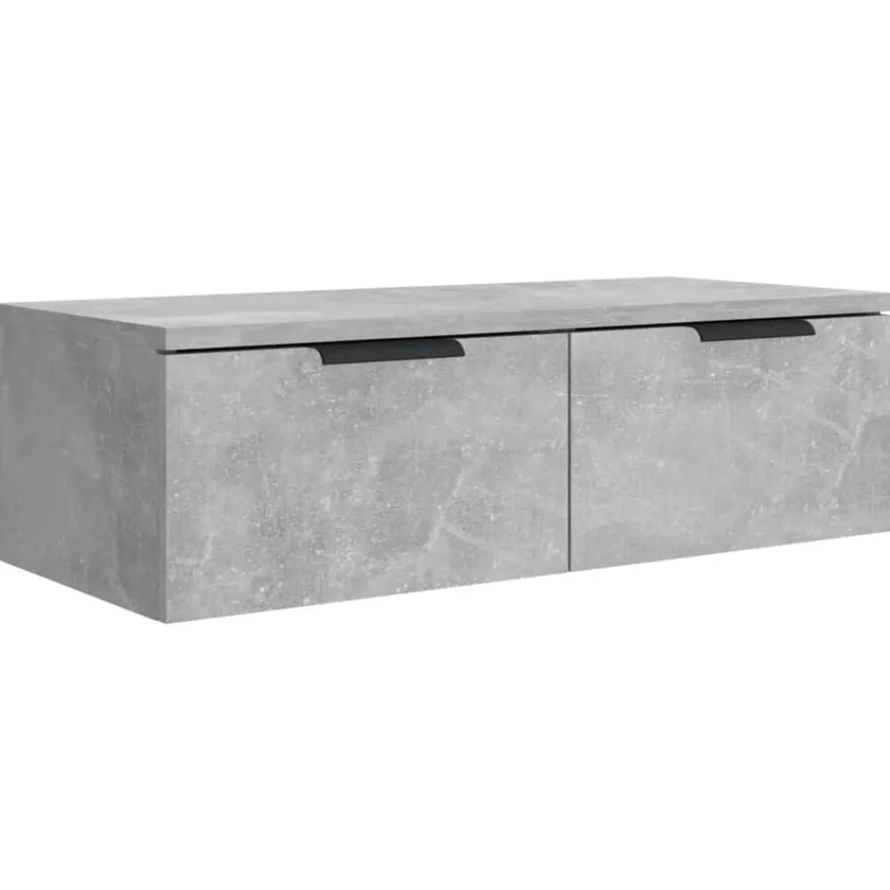 vidaXL Armarios de pared 2 uds contrachapada gris hormigón 68x30x20 cm Gris hormigón Hot