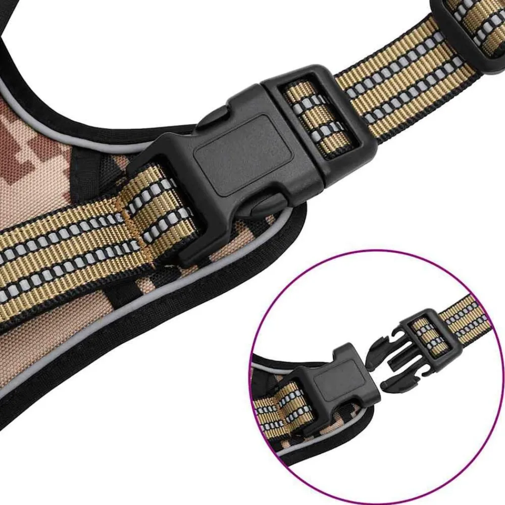 vidaXL Arnés para perros con correa y collar ajustable marrón S marrón camuflaje Outlet