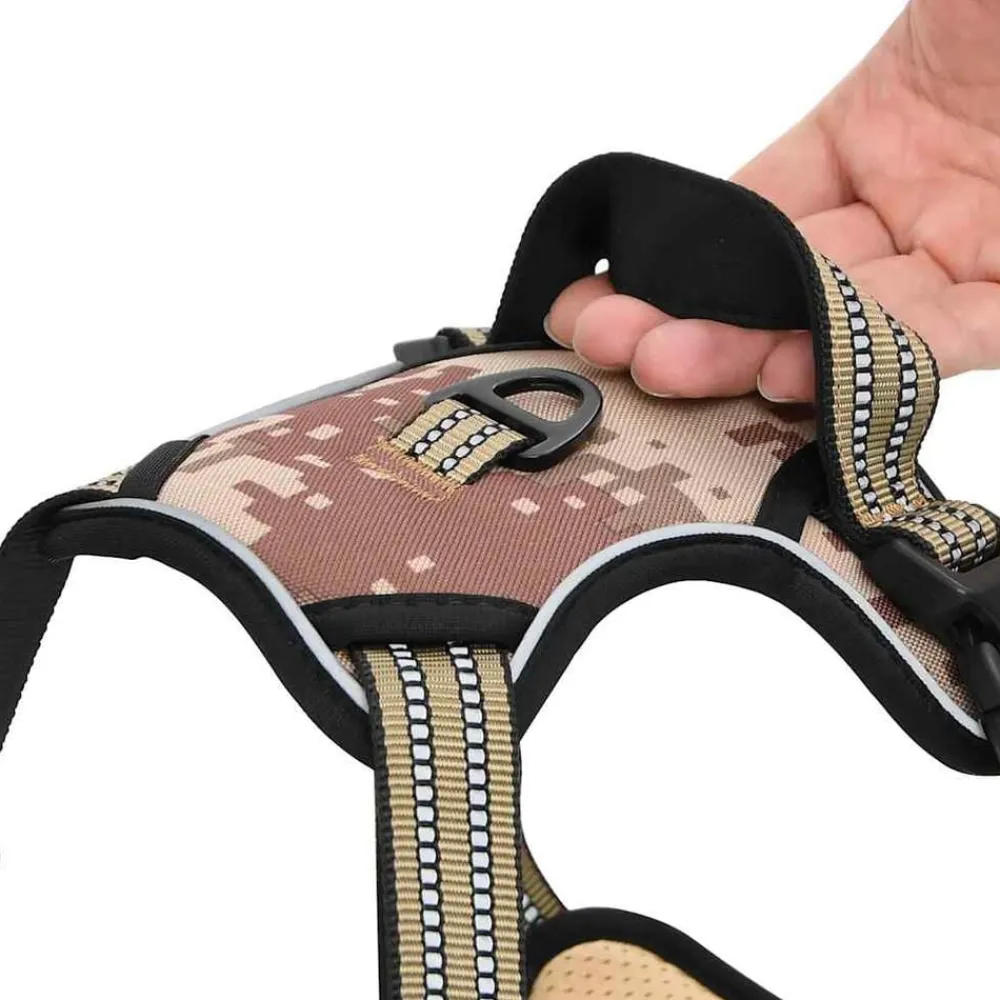 vidaXL Arnés para perros con correa y collar ajustable marrón S marrón camuflaje Outlet