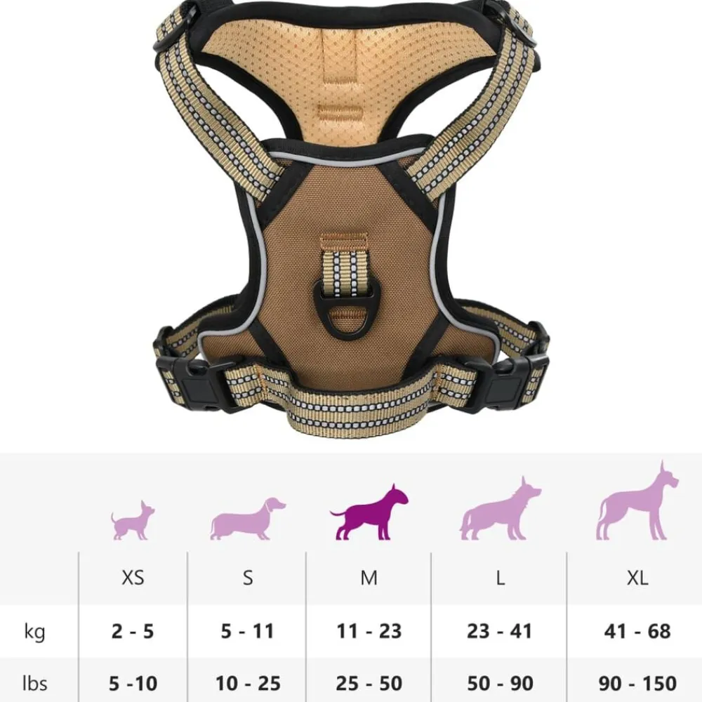 vidaXL Productos Para Mascotas-Arnés para perros con correa y collar ajustable marrón M