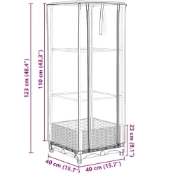 vidaXL Arriate con cubierta invernadero aspecto ratán 40x40x123 cm Gris azulado Online
