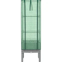 vidaXL Arriate con cubierta invernadero aspecto ratán 40x40x140 cm Gris claro New