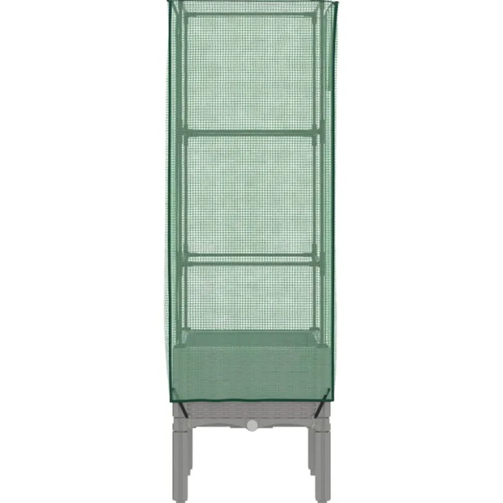 vidaXL Arriate con cubierta invernadero aspecto ratán 40x40x140 cm Gris claro New