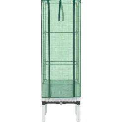vidaXL Arriate con cubierta invernadero aspecto ratán 40x40x140 cm Blanco
