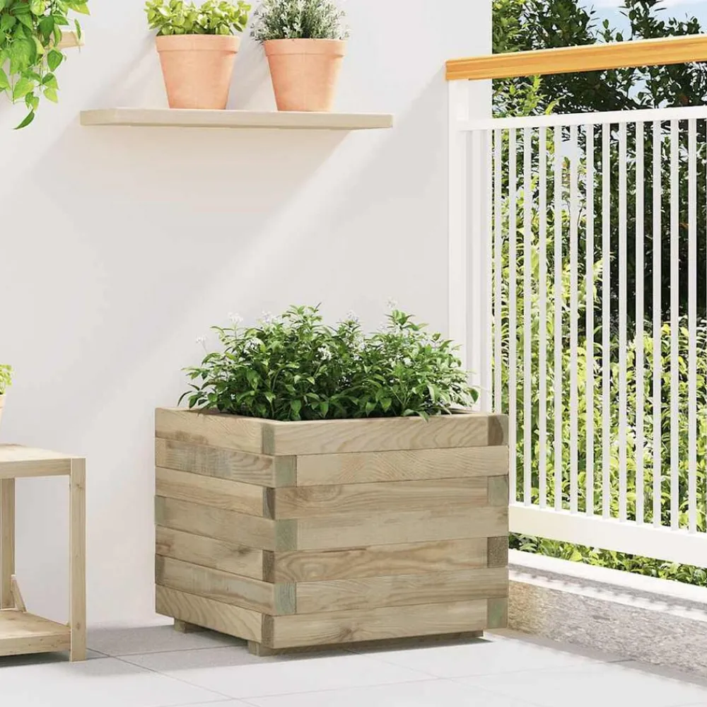 vidaXL Arriate cuadrado madera 50x50x40 cm Verde Best