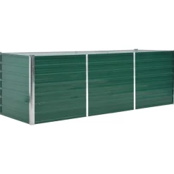 vidaXL Jardín-Arriate de jardín de acero galvanizado verde 240x80x77 cm