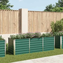 vidaXL Jardín-Arriate de jardín de acero galvanizado verde 240x80x77 cm