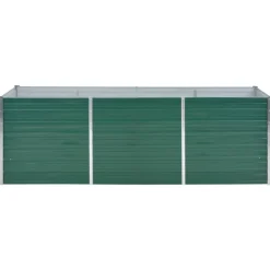 vidaXL Jardín-Arriate de jardín de acero galvanizado verde 240x80x77 cm