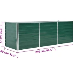 vidaXL Jardín-Arriate de jardín de acero galvanizado verde 240x80x77 cm
