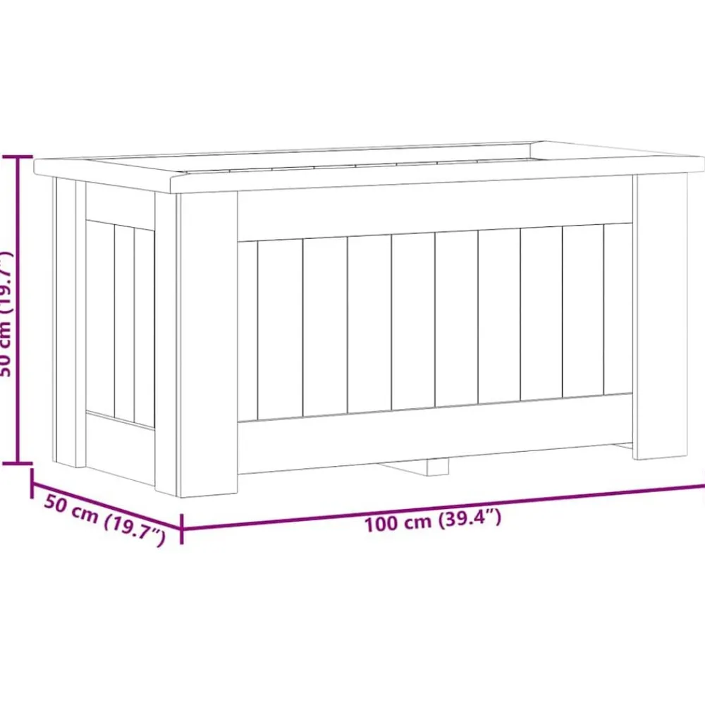 vidaXL Jardín-Arriate de madera de pino impregnada 100x50x50 cm