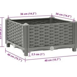 vidaXL Arriate polipropileno 40x40x23 cm Gris claro Sale