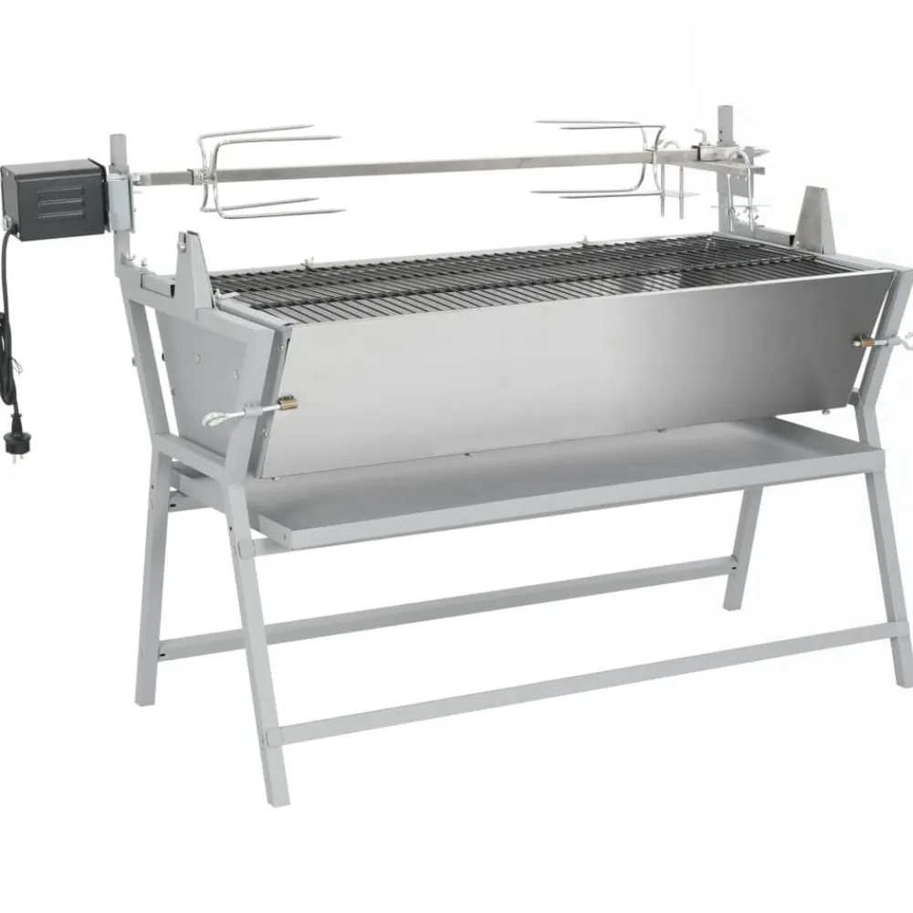 vidaXL Cocina Y Comedor-Asador barbacoa de hierro y acero inoxidable