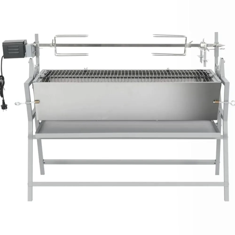 vidaXL Cocina Y Comedor-Asador barbacoa de hierro y acero inoxidable
