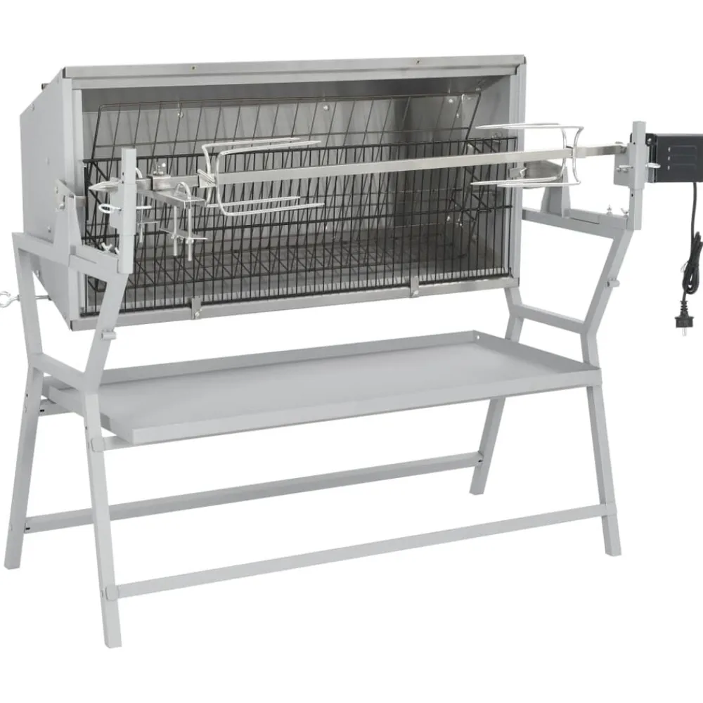 vidaXL Cocina Y Comedor-Asador barbacoa de hierro y acero inoxidable