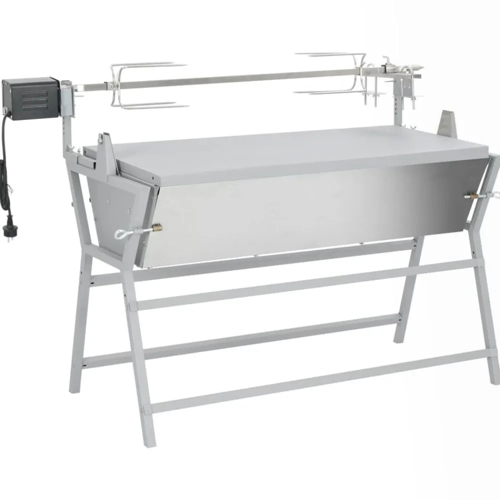 vidaXL Cocina Y Comedor-Asador barbacoa de hierro y acero inoxidable