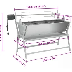 vidaXL Cocina Y Comedor-Asador barbacoa de hierro y acero inoxidable