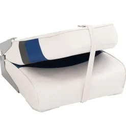 vidaXL Asiento de barco con pedestal altura ajustable 360° giratorio Blanco y azul New