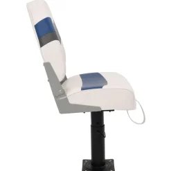 vidaXL Asiento de barco con pedestal altura ajustable 360° giratorio Blanco y azul New